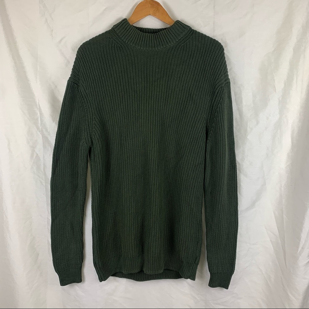 Mens Green Zara Ribbed Knit Sweater